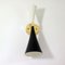 Mid-Century Black and White Double Cone Diabolo Wall Light Sconce 8