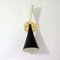 Mid-Century Black and White Double Cone Diabolo Wall Light Sconce, Image 8