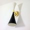 Mid-Century Black and White Double Cone Diabolo Wall Light Sconce 7