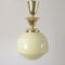 Austrian Art Deco Bauhaus Opaline and Brass Flush Mount, 1940s 4