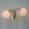 Mid-Century Italian Double-Gooseneck Brass and Opal Glass Sconce, 1950s, Image 6