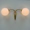 Mid-Century Italian Double-Gooseneck Brass and Opal Glass Sconce, 1950s, Image 7