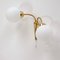 Mid-Century Italian Double-Gooseneck Brass and Opal Glass Sconce, 1950s, Image 5