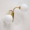 Mid-Century Italian Double-Gooseneck Brass and Opal Glass Sconce, 1950s, Image 3