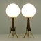 Mid-Century Scandinavian Modern Teak, Brass & Opaline Table Lamps, Set of 2, Image 12