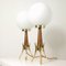 Mid-Century Scandinavian Modern Teak, Brass & Opaline Table Lamps, Set of 2 2