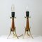 Mid-Century Scandinavian Modern Teak, Brass & Opaline Table Lamps, Set of 2, Image 11