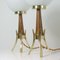 Mid-Century Scandinavian Modern Teak, Brass & Opaline Table Lamps, Set of 2, Image 10