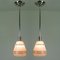 French Art Deco Glass and Chrome Pendants, 1930s, Set of 2 11