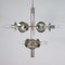 Lámpara de araña Sputnik Mid-Century era espacial cuadrada de metal cromado opalina Sputnik de 9 luces, años 60, Imagen 7