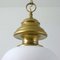 Italian Brass and Satin Opaline Glass Pendant from Azucena, 1950s 4