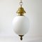 Italian Brass and Satin Opaline Glass Pendant from Azucena, 1950s 7