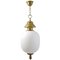 Italian Brass and Satin Opaline Glass Pendant from Azucena, 1950s 1