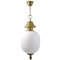 Italian Brass and Satin Opaline Glass Pendant from Azucena, 1950s, Image 1