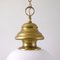 Italian Brass and Satin Opaline Glass Pendant from Azucena, 1950s 5