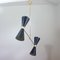 Mid-Century French Black Double Cone Diabolo Pendant Chandelier, 1950s 6