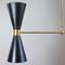 Lampadario Mid-Century con doppio cono a forma di diabolo, Francia, anni '50, Immagine 9