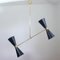 Mid-Century French Black Double Cone Diabolo Pendant Chandelier, 1950s 4