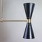 Mid-Century French Black Double Cone Diabolo Pendant Chandelier, 1950s 10