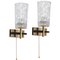 Mid-Century French Brass & Textured Glass Sconces from Maison Arlus, 1950s, Set of 2, Image 1