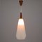 Mid-Century Swedish Modern Opaline Glass Teak & Brass Pendant Attributed to Luxus, 1960s, Image 8