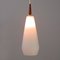 Mid-Century Swedish Modern Opaline Glass Teak & Brass Pendant Attributed to Luxus, 1960s, Image 9