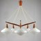 Mid-Century Swedish Teak & Satin Glass Chandelier from Asea, 1960s 3