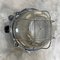 Vintage Industrial Cast Aluminium Outdoor Bulkhead Wall Lamp with Reeded Glass Shade & Cage 4