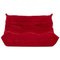 Togo Red Suede Modular Two Seater Sofa by Michel Ducaroy for Ligne Roset 1