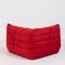 Canapé d'Angle Togo en Daim Rouge par Michel Ducaroy pour Ligne Roset 3