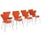 Sedie serie 7 in pelle arancione di Arne Jacobsen per Fritz Hansen, set di 8, Immagine 1
