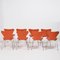 Sedie serie 7 in pelle arancione di Arne Jacobsen per Fritz Hansen, set di 8, Immagine 3