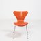 Sedie serie 7 in pelle arancione di Arne Jacobsen per Fritz Hansen, set di 8, Immagine 5