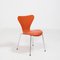 Sedie serie 7 in pelle arancione di Arne Jacobsen per Fritz Hansen, set di 8, Immagine 4