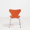 Sedie serie 7 in pelle arancione di Arne Jacobsen per Fritz Hansen, set di 8, Immagine 8