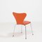 Sedie serie 7 in pelle arancione di Arne Jacobsen per Fritz Hansen, set di 8, Immagine 7