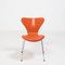 Sedia serie 7 in pelle arancione di Arne Jacobsen per Fritz Hansen, Immagine 2