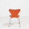 Sedie serie 7 in pelle arancione di Arne Jacobsen per Fritz Hansen, set di 4, Immagine 9