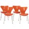 Orange Series 7 Stühle aus Leder von Arne Jacobsen für Fritz Hansen, 4er Set 1