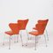 Orange Leather Series 7 Chairs by Arne Jacobsen for Fritz Hansen, Set of 4 3