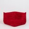 Togo Red Modular Sofa and Footstool by Michel Ducaroy for Ligne Roset, Set of 4 6