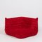 Togo Red Modular Sofa and Footstool by Michel Ducaroy for Ligne Roset, Set of 4, Image 6