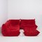 Togo Red Modular Sofa and Footstool by Michel Ducaroy for Ligne Roset, Set of 4 2