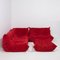 Togo Red Modular Sofa and Footstool by Michel Ducaroy for Ligne Roset, Set of 4, Image 2
