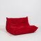 Togo Red Modular Sofa and Footstool by Michel Ducaroy for Ligne Roset, Set of 4, Image 4