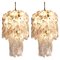 Large Brass White Spiral Murano Glass Torciglione Chandeliers, 1960s, Set of 2, Image 1