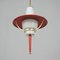 Italian Red Lantern in Milk Glass & Brass, 1950s, Image 14