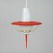 Italienische Rote Laterne aus Milchglas & Messing, 1950er 8