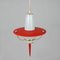 Italian Red Lantern in Milk Glass & Brass, 1950s, Image 6
