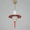 Italian Red Lantern in Milk Glass & Brass, 1950s 12